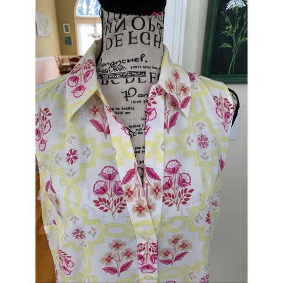 ANN TAYLOR Tile Print Sleeveless Shirt - Picture 7 of 9